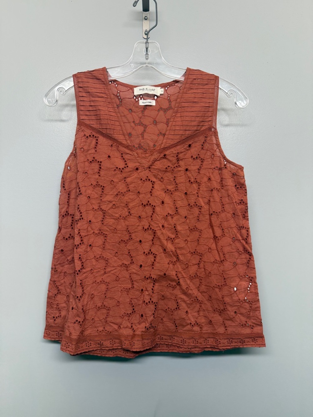 Anthropologie indi & cold Rust Eyelet Tank Cottagecore Top